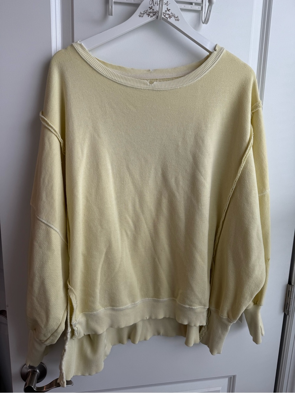 Free People We the Free Camden Oversized Crewneck Light Yellow *Flaw* Small